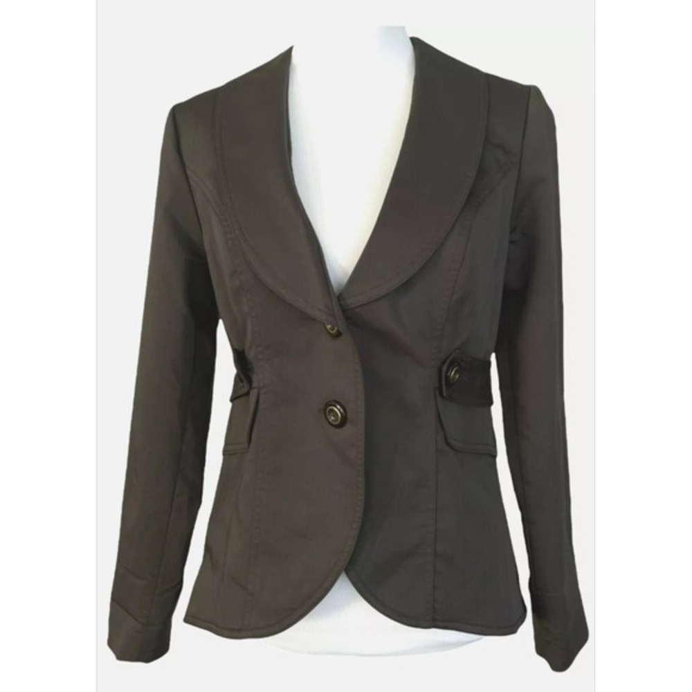 CABI #769 Jacket Work It Blazer Charcoal Gray Peplum 4 Grunge Military